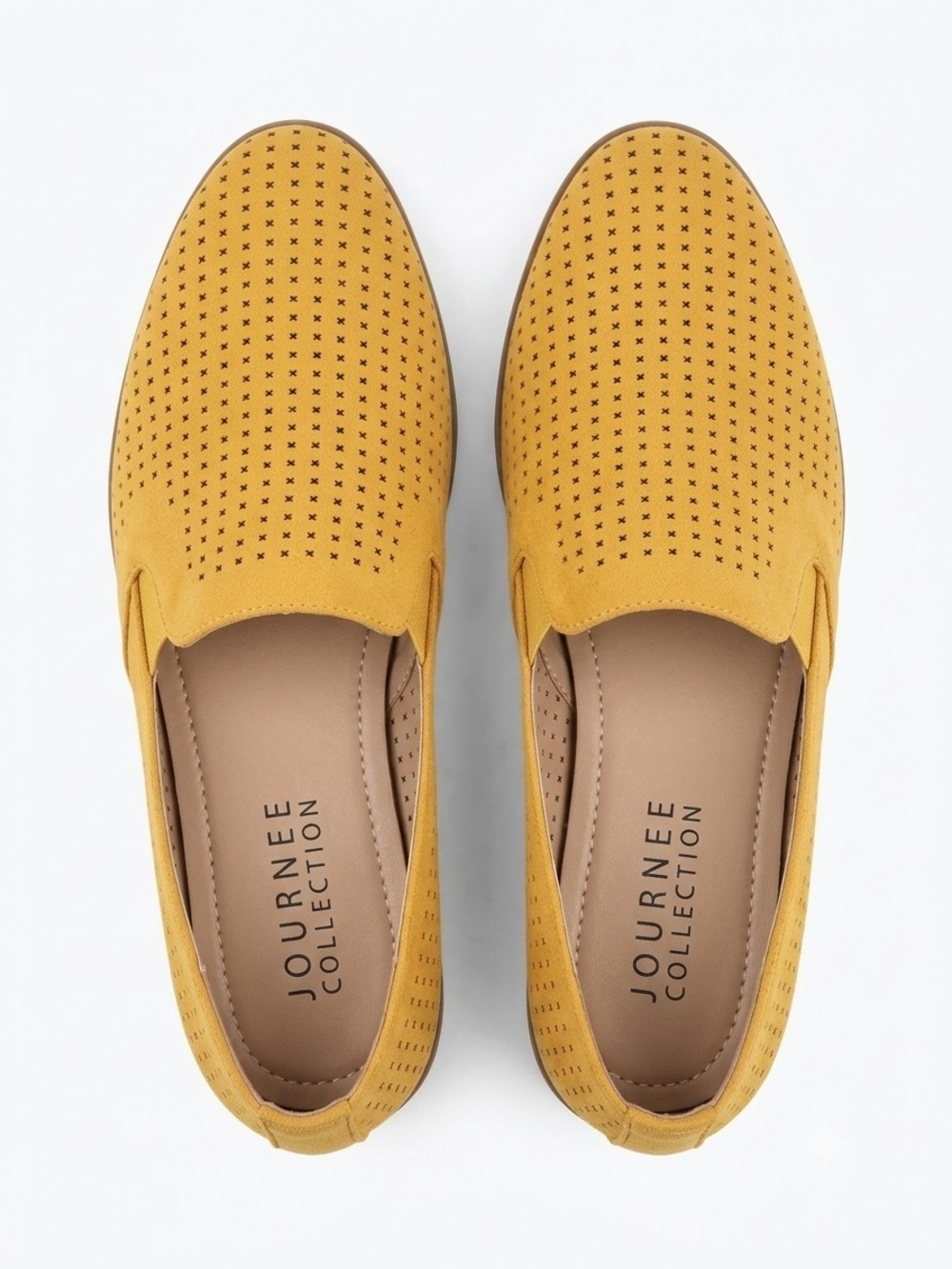Journee Collection Mustard Yellow Perforated Slip-On Loafers - Size 7.5 WD NIB